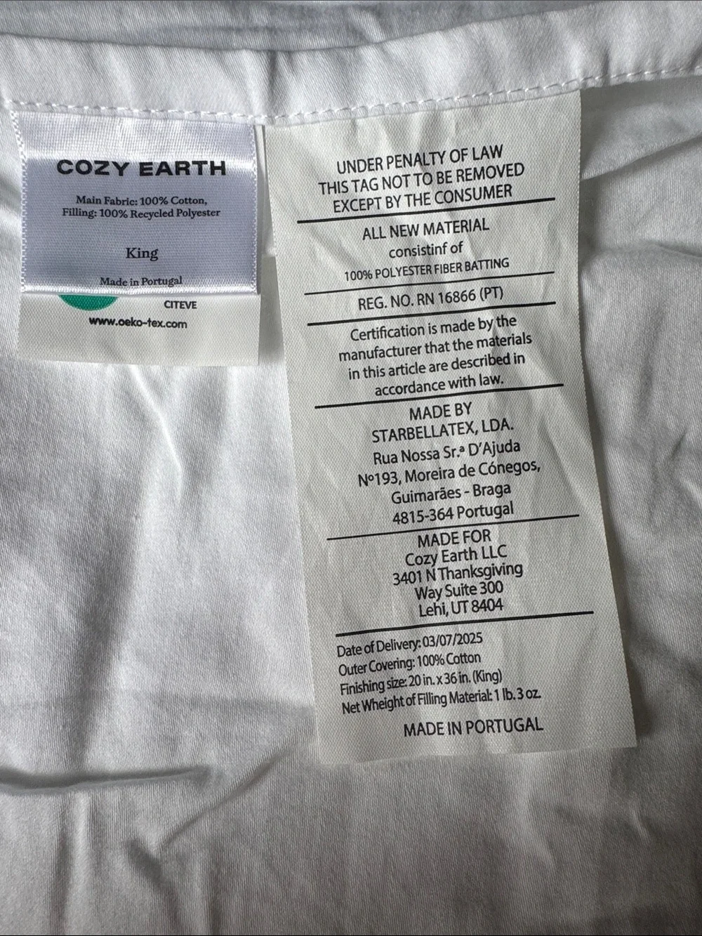Cozy Earth White 100% Cotton Sham SET